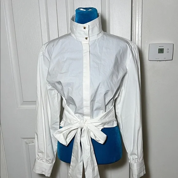 VALENTINO White Tie Blouse Women’s Small - Picture 1 of 9
